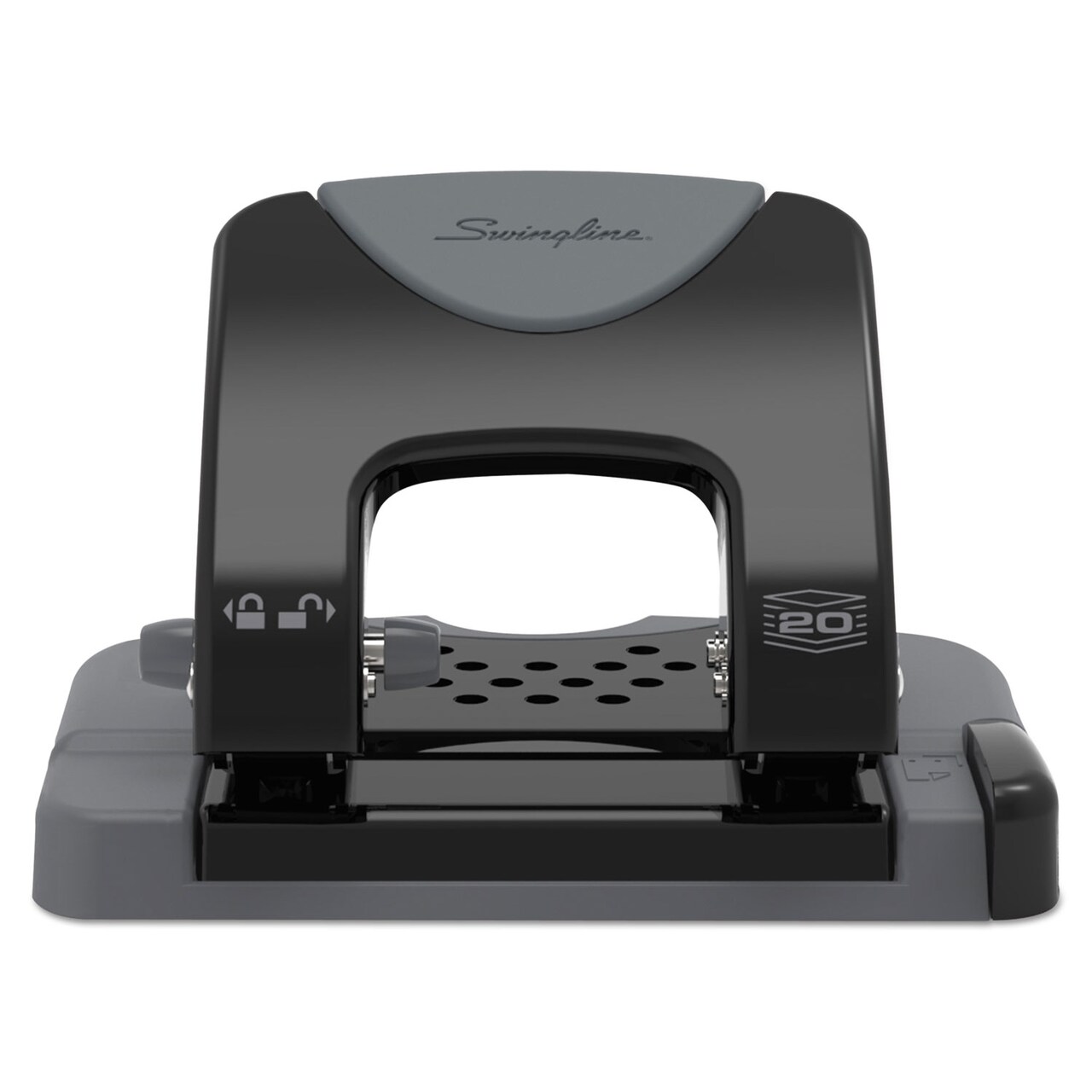 Swingline 20-Sheet SmartTouch Two-Hole Punch 9/32 Holes Black/Gray